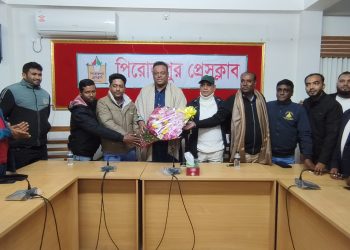 পিরোজপুর প্রেসক্লাবে নবনির্বাচিত কমিটির সাথে সাজু মুনতাসীর এর সৌজন্যে সাক্ষাৎ ও মতবিনিময়
